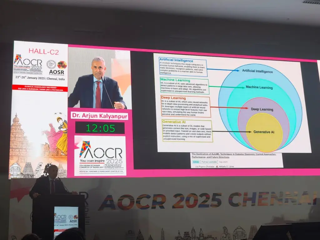 Dr. Arjun Kalyanpur speaking at AOCR-IRIA 2025